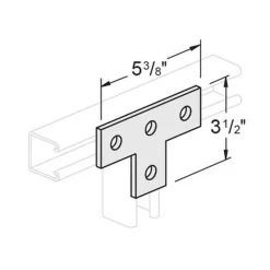 Flat Tee Plate 4 Hole 3-1/2" X 5-3/8". Z/P 25 Pcs / Box