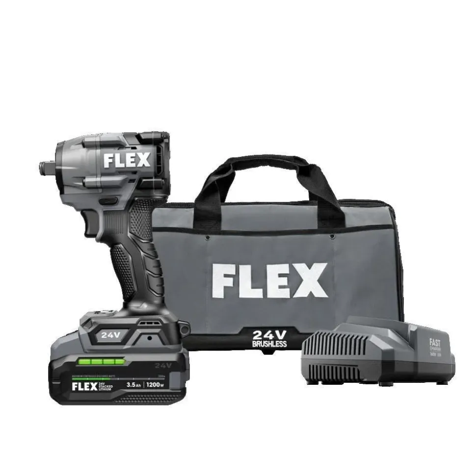 FLEX 24V Compact 1/2" Impact Wrench (Stacked) Kit FX1431-1F