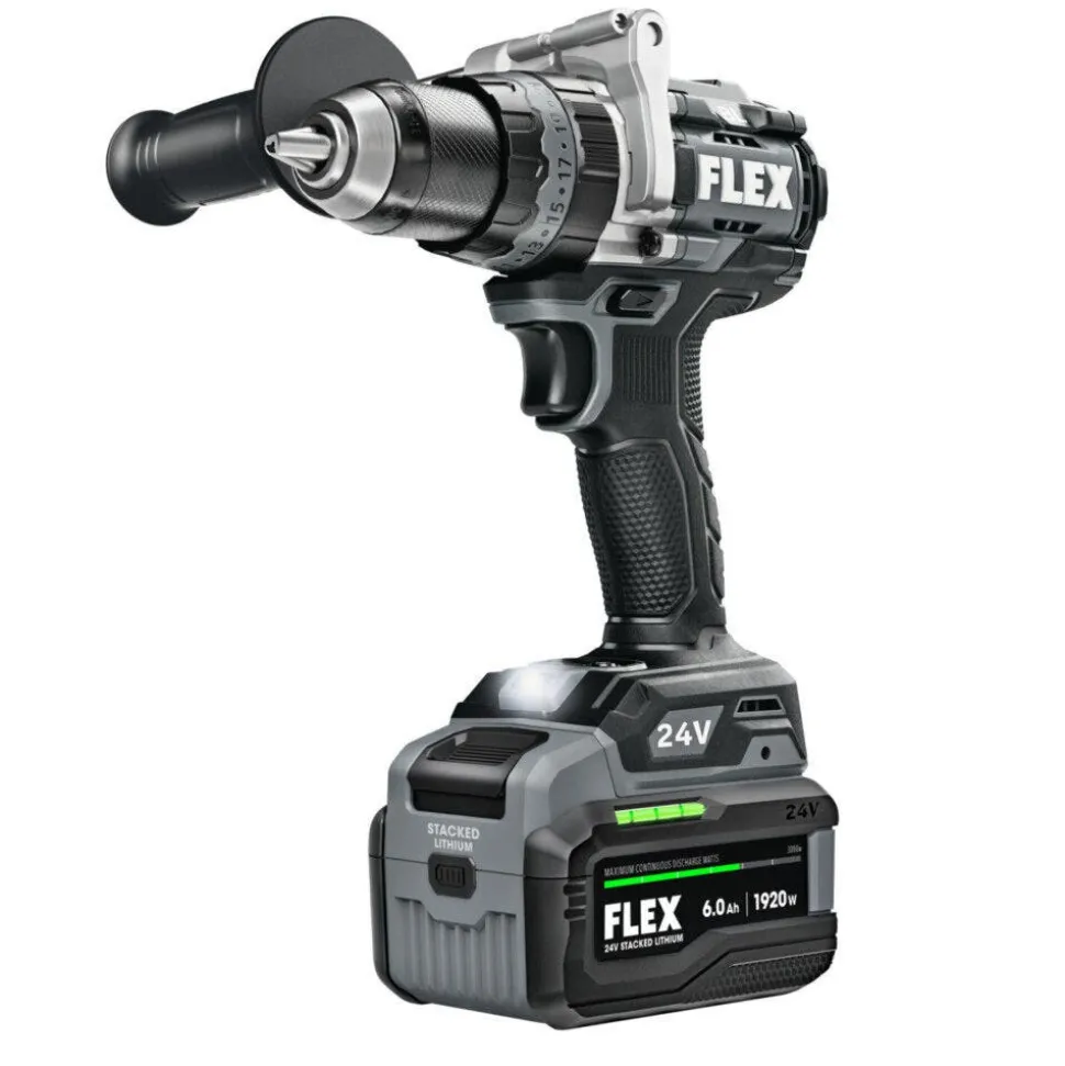 FLEX 24V 1/2" Hammer Drill and Impact Driver Combo Kit (3.5Ah/6.0Ah Stacked) FXM202-2G