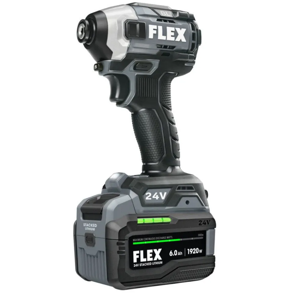 FLEX 24V 1/2" Hammer Drill and Impact Driver Combo Kit (3.5Ah/6.0Ah Stacked) FXM202-2G