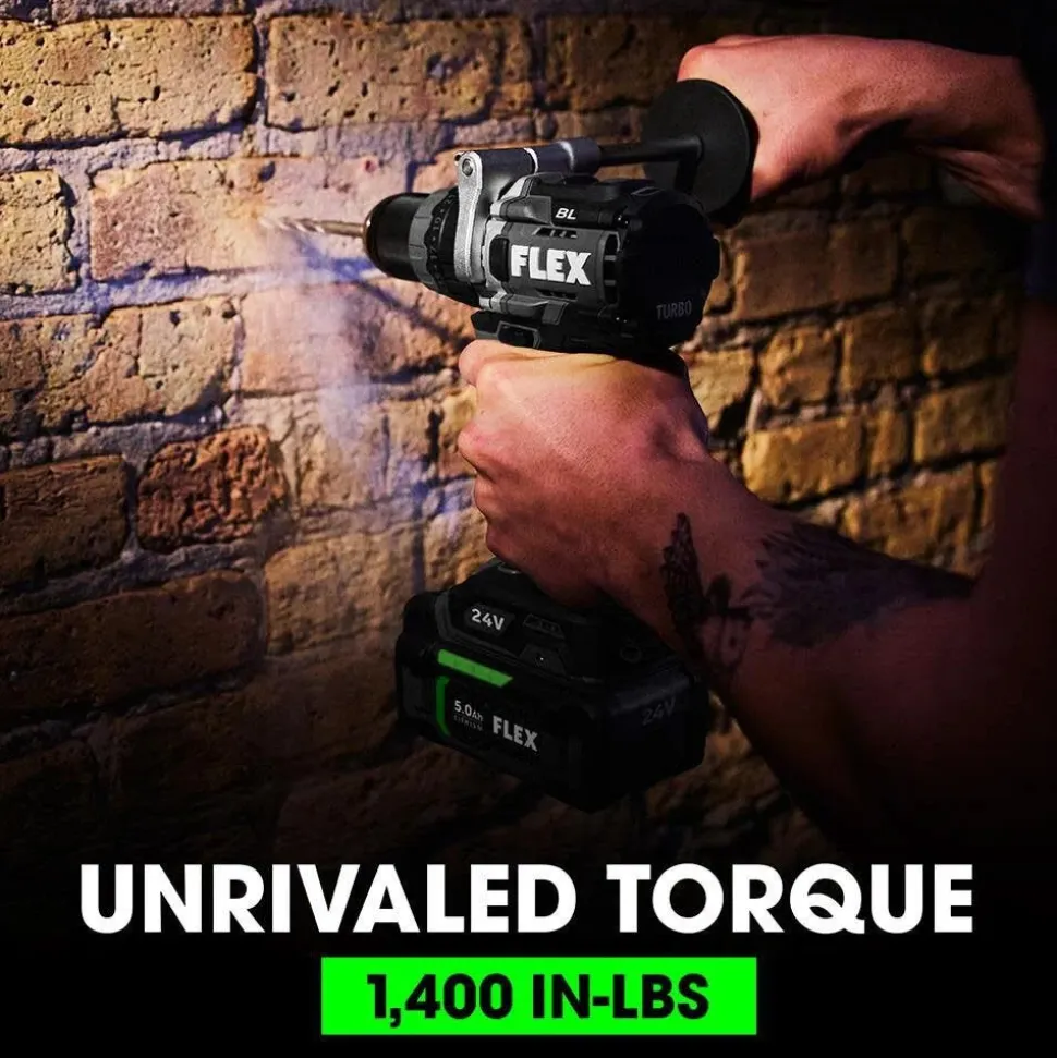 Flex 24V Hammer Drill 1/2" 2-Speed Turbo Mode Kit (2.5Ah/5.0Ah) FX1271T-2B