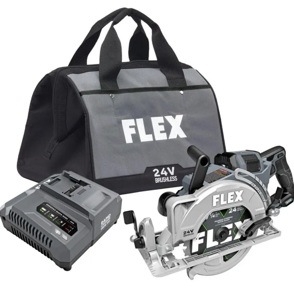 FLEX 24V 7-1/4" Rear-Handle Circular Saw Kit (10.0Ah Stacked) FX2141R-1J