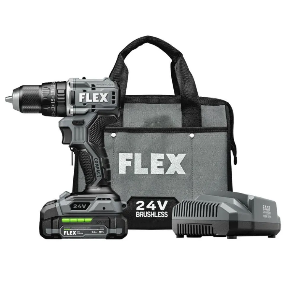 FLEX 24V 1/2" 2 Speed Compact Hammer Drill Kit FX1231-1A