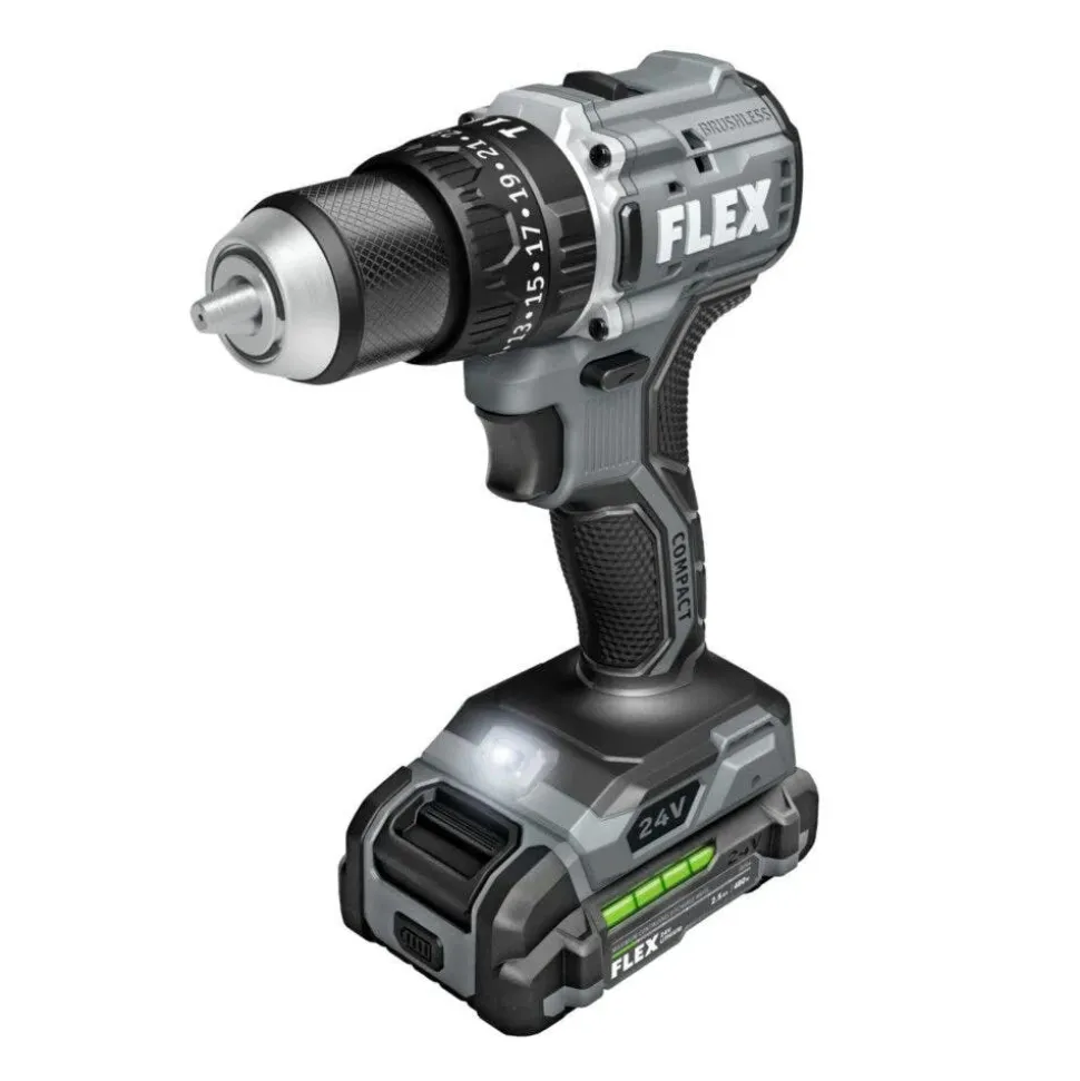 FLEX 24V 1/2" 2 Speed Compact Hammer Drill Kit FX1231-1A