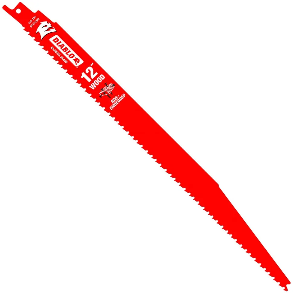 Freud Diablo 12" Bi-Metal Recip Blade for Nail-Embedded Wood (5-Pack) DS1212BW5