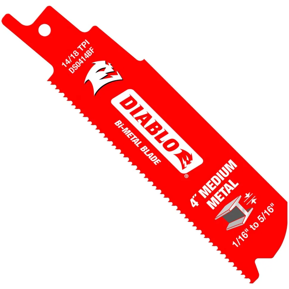 Freud Diablo 4" Bi-Metal Recip Blade for Medium Metal Cutting (3/32" to 5/16") (5-Pack) DS0414BF5