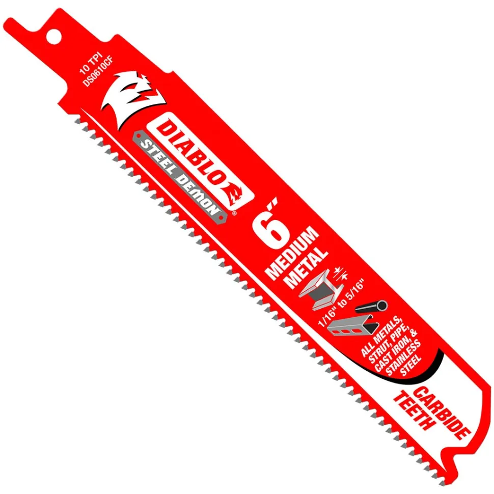 Freud Diablo 6 in. Steel Demon Carbide Recip Blades for Medium (1/16 in. - 5/16 in.) Metal Cutting (3-Pack) DS0610CF3