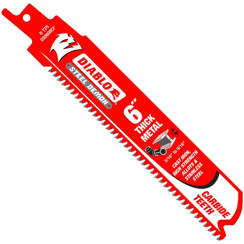 Freud Diablo 6 in. Steel Demon Carbide Recip Blades for Thick Metal (3/16 in. - 9/16 in.) Cutting (3 Pack) DS0608CF3