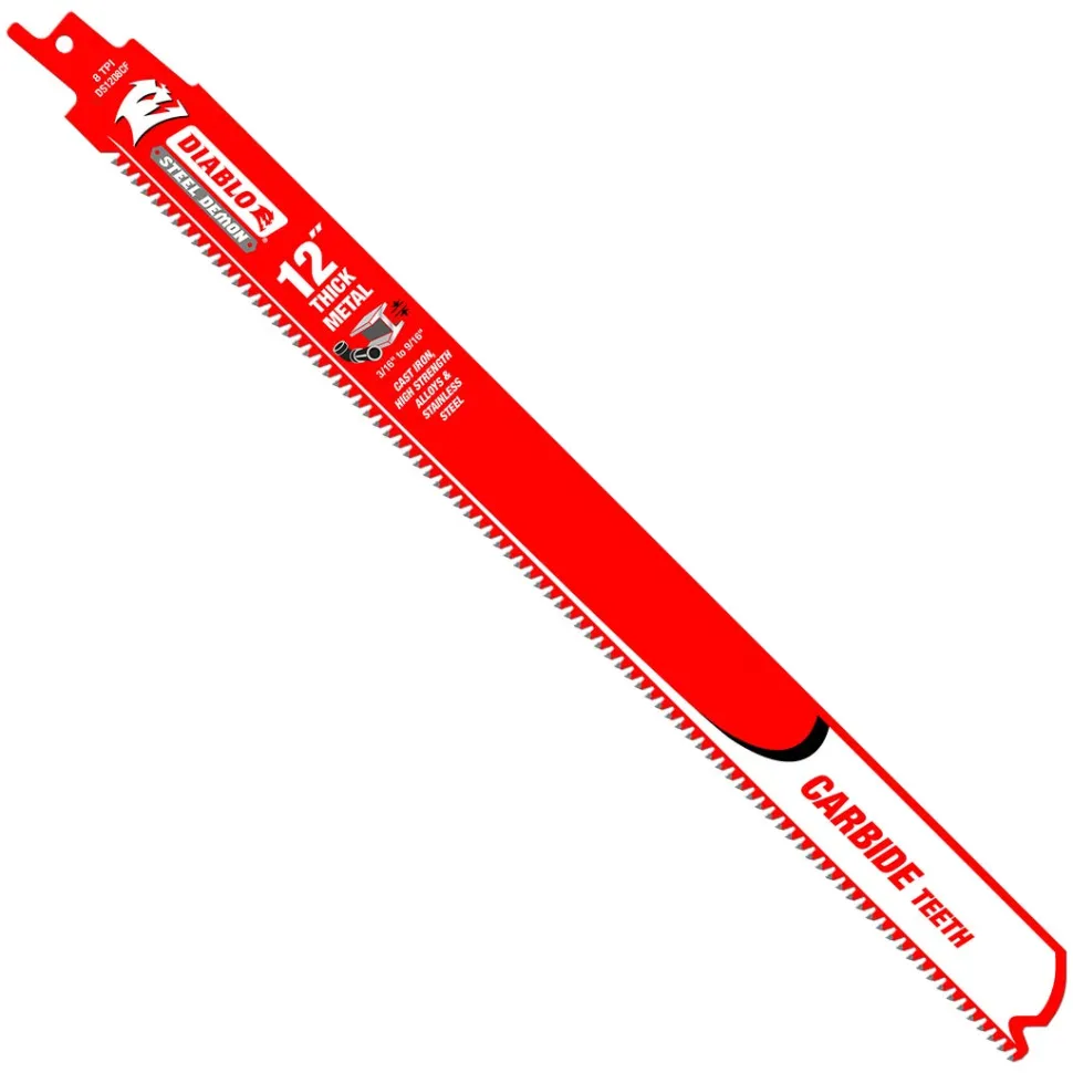 Freud Diablo 12'' Steel Demon Carbide Recip Blades for Thick Metal (3/16'' - 9/16'') Cutting (3-Pack) DS1208CF3