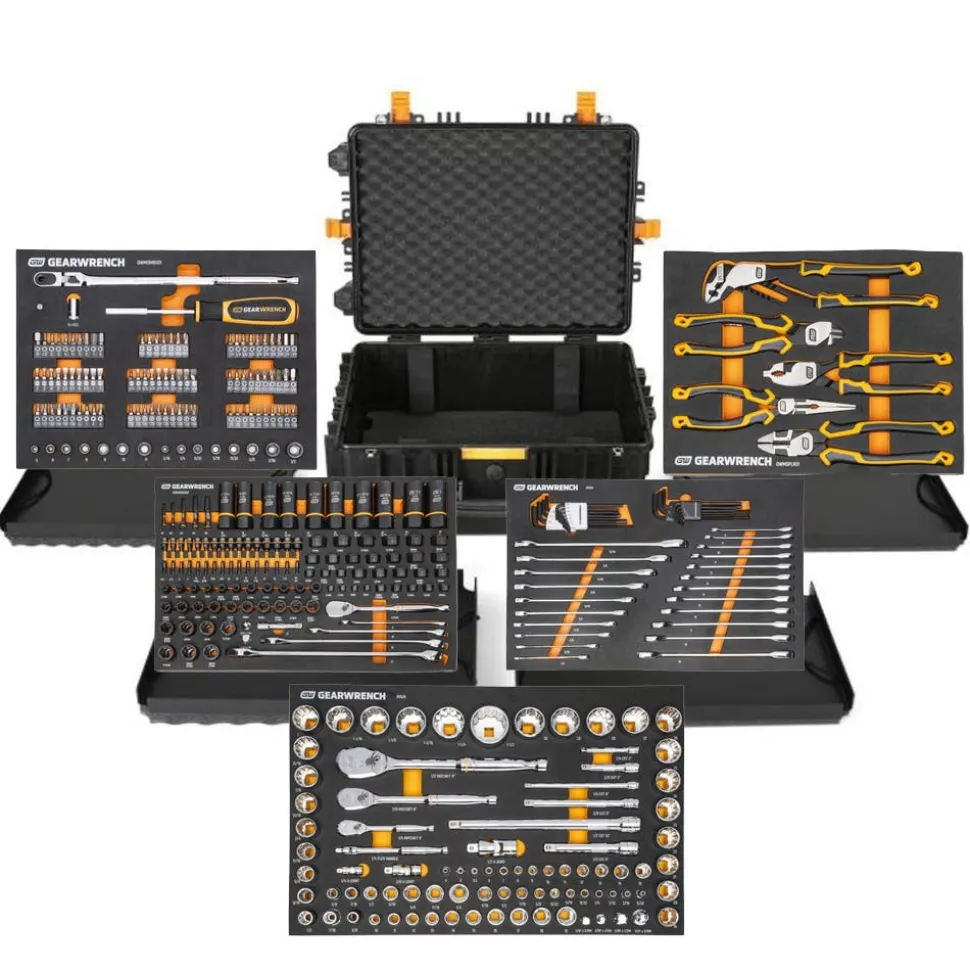Gearwrench MEGAMOD Mobile Rolling Tool Case w/ Modular Master Mechanics Tool Sets GWMP100 & GWMSPLR01 & GWMSBBS02 & 86528 & 86529