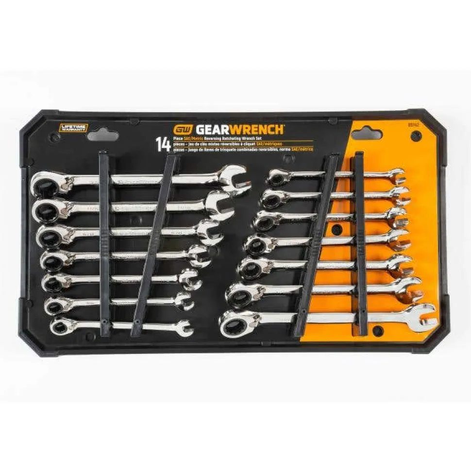 Gearwrench 14 Pice 72-Tooth 12 Point Reversible Ratcheting Combination SAE/Metric Wrench Set 85142