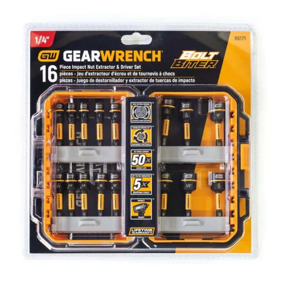 Gearwrench 16 Piece Bolt Biter Nut Extractor & Driver Set 86171
