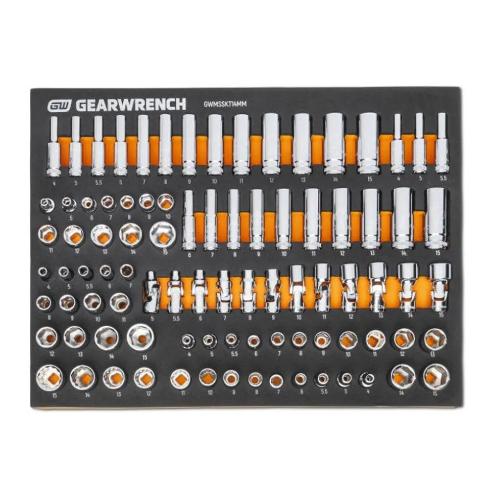 Gearwrench 89 Piece 1/4" Drive Master Metric Socket Set w/ Foam Storage Tray GWMSSKT14MM