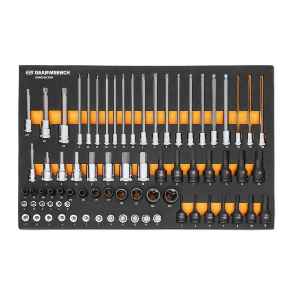 Gearwrench 74 Piece 1/4", 3/8", 1/2" Drive Metric Bit Socket Set w/ Foam Storage Tray GWMSBSKCBMM