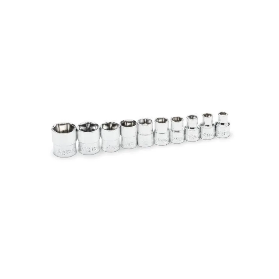 Gearwrench 10 Piece 1/4" Drive 6 Point Stubby Socket Set SAE 81395