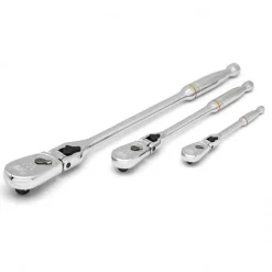 Gearwrench 1/4", 3/8" & 1/2" 3 Piece Drive 90-Tooth Locking Flex Head Teardrop Ratchet Set 81276T