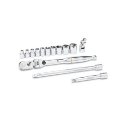 Gearwrench 14 Piece 1/4" Drive 120XP Locking Flex Head Ratchet and 6 Point SAE Stubby Socket Mechanics Tool Set 81391