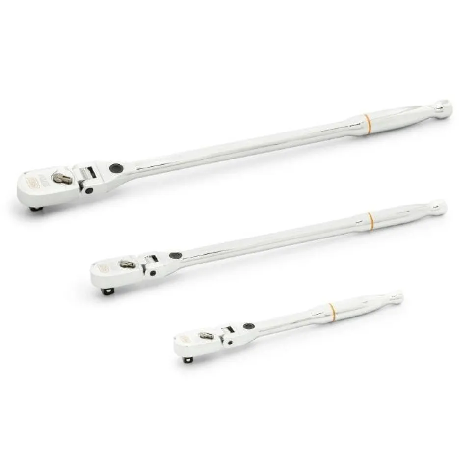 Gearwrench 3 Piece 1/4", 3/8", 1/2" Drive 120XP Locking Flex Head Ratchet Set 81382