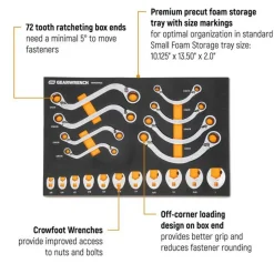Gearwrench 19 Piece Specialty Ratcheting SAE Wrench Set w/ Foam Storage Tray GWMSSRWSAE