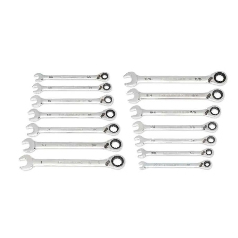 Gearwrench 14 Piece 90-Tooth 12 Point SAE Reversible Ratcheting Wrench Set 86660