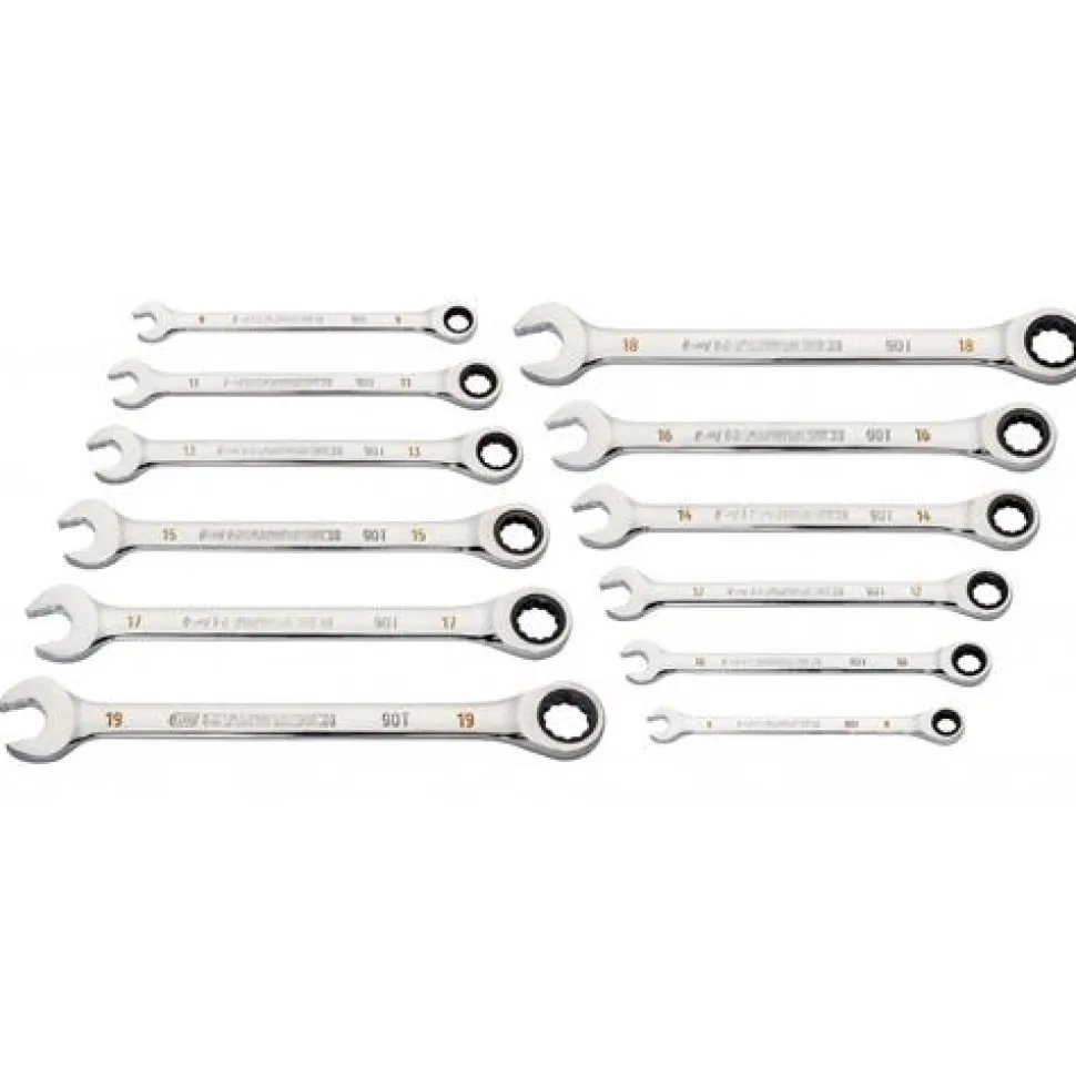 Gearwrench 14 Piece 90-Tooth 12 Point Flex Head Ratcheting Combination SAE Wrench Set 86759