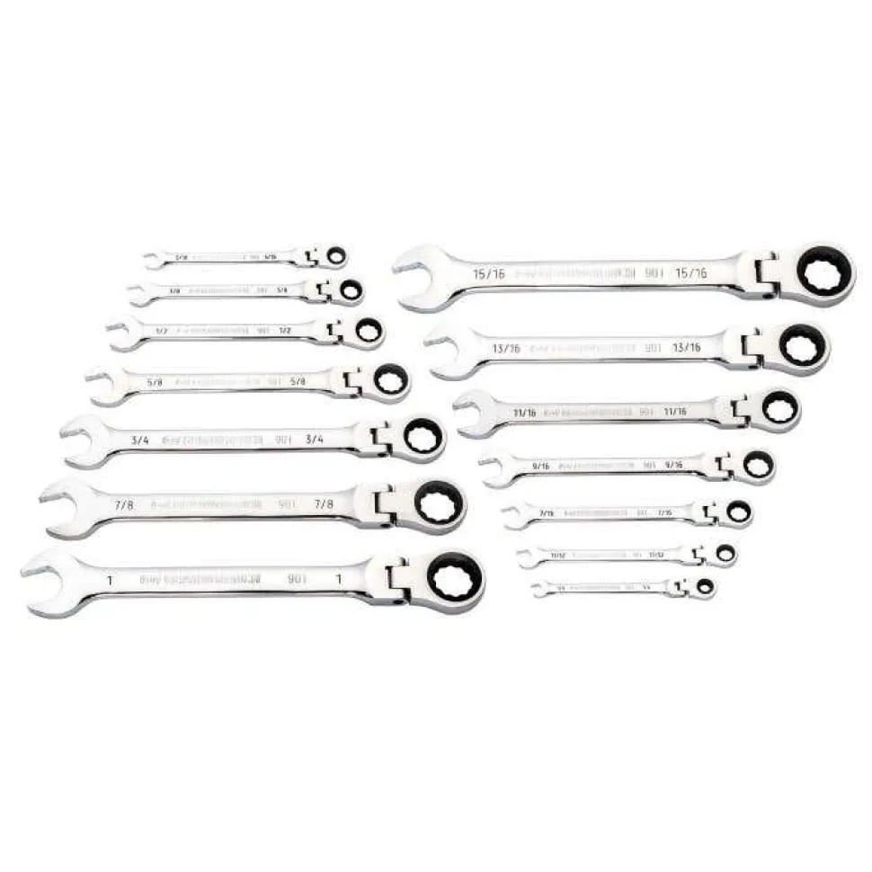Gearwrench 14 Piece 90-Tooth 12 Point Flex Head Ratcheting Combination SAE Wrench Set 86759