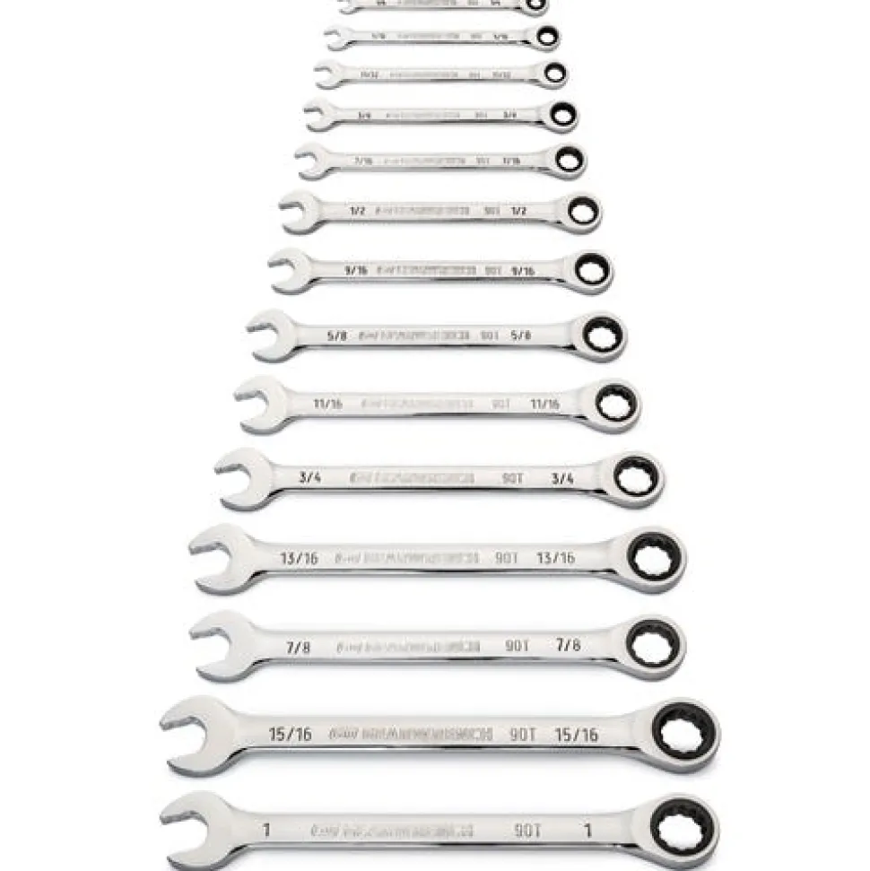 Gearwrench 14 Piece 90-Tooth 12 Point SAE Combination Ratcheting Wrench Set 86959