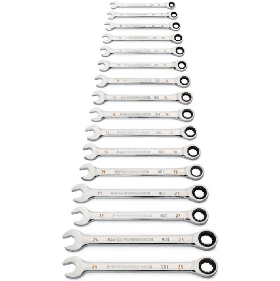 Gearwrench 16 Piece 90-Tooth 12 Point Metric Combination Ratcheting Wrench Set 86928