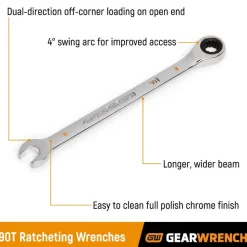 Gearwrench 16 Piece 90-Tooth 12 Point Metric Combination Ratcheting Wrench Set 86928