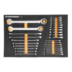 Gearwrench 21 Piece 72-Tooth 12 Point SAE Standard & Stubby Combination Ratcheting Wrench Set w/ Foam Storage Tray 86526