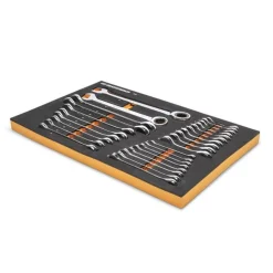 Gearwrench 21 Piece 72-Tooth 12 Point SAE Standard & Stubby Combination Ratcheting Wrench Set w/ Foam Storage Tray 86526