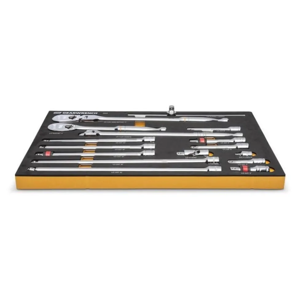 Gearwrench 17 Piece 1/2" 90-Tooth Ratchet & Drive Tool Set w/ Foam Storage Tray 86522
