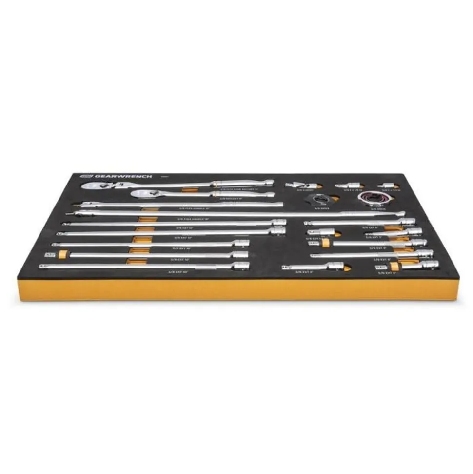 Gearwrench 21 Piece 3/8" 90-Tooth Ratchet & Drive Tool Set w/ Foam Storage Tray 86521