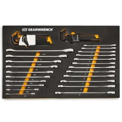 Gearwrench 44 Piece 90T SAE/Metric Combination Ratcheting Wrench & Long Arm Hex Key Set w/ Foam Storage Tray 86528