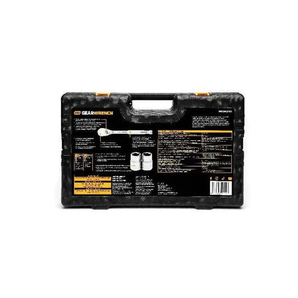 Gearwrench Tools 185 Piece 1/4", 3/8”, & 1/2" Drive 90T SAE/MM Mechanics Hand Tool Set GW90MCBMTS