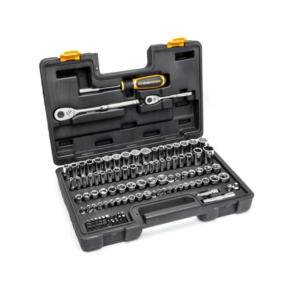 Gearwrench Tools 115 Piece 1/4”, 3/8” Dr. SAE/MM Mechanics Hand Tool Racing Set 88001