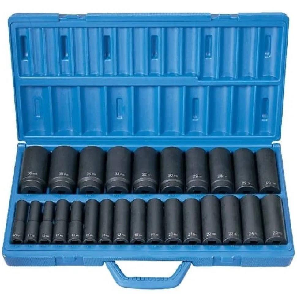 Grey Pneumatic 26 Piece 1/2'" Drive Deep Length Impact Set (Metric) 1326MD