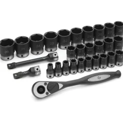 Grey Pneumatic 29 Piece 1/2" Drive Metric 6 Point Standard Duo-Socket Set 82629M