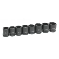 Grey Pneumatic 8 Piece 3/4" Drive 6-Point Standard Length Impact Socket Set (Metric) 8134M