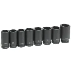Grey Pneumatic 8 Piece 3/4" Drive 6-Point Deep Length Impact Socket Set (Metric) 8134MD