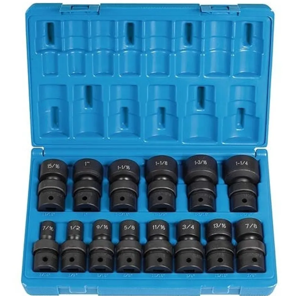 Grey Pneumatic 14 Piece 1/2" Drive Standard Length Fract. Univ. Set 1314U
