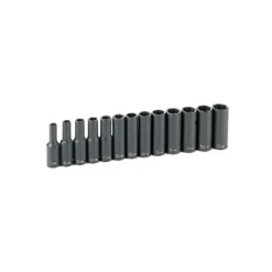 Grey Pneumatic Sockets 3/8" Drive Deep Length Impact Set 1213MD