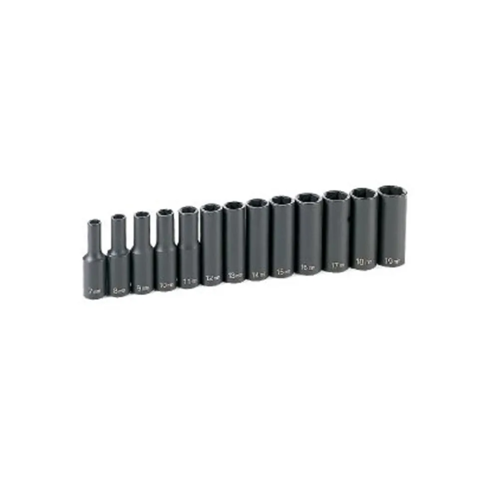 Grey Pneumatic Sockets 3/8" Drive Deep Length Impact Set 1213MD