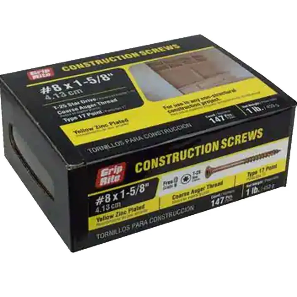 Grip Rite #8 X 1-5/8" Construction Screw T25 1#M 158GCS1