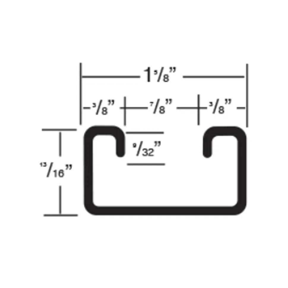 G-Strut Channel 134 Series 13/16" x 1-5/8" (JR) 10' Length, 14 Gauge, Galvanized, Oval Slot, G134OS1