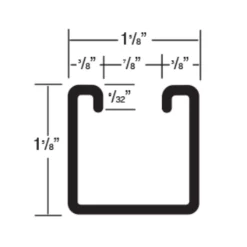 G-Strut Channel 582 Series 1-5/8" x 1-5/8" (SR) 10' Length, 12 Gauge, Galvanized, Oval Slot, G582OS1
