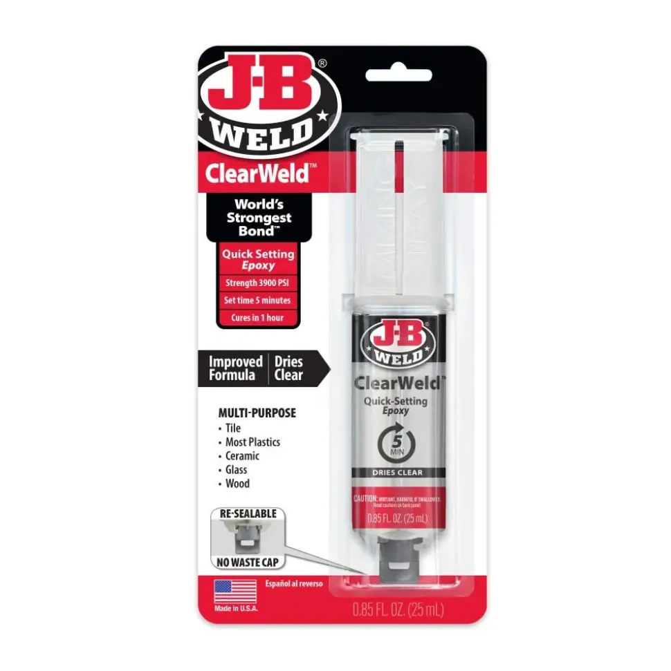 J-B Weld ClearWeld Syringe Cold Weld Epoxy (Repair Metal, Glass, Plastic) 50112