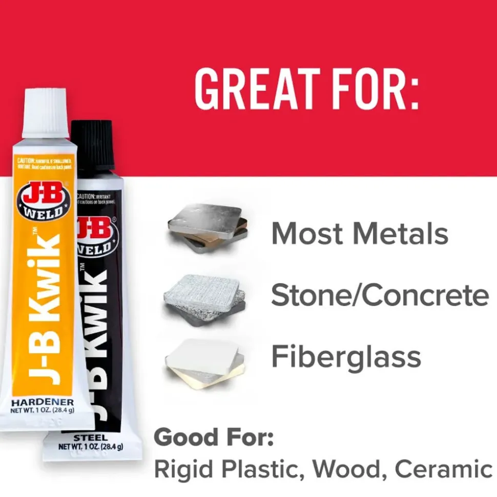 J-B Weld KwikWeld Cold Weld Two-Part Epoxy (Repair Metal, Fiberglass, Plastic) - 2 oz 8276