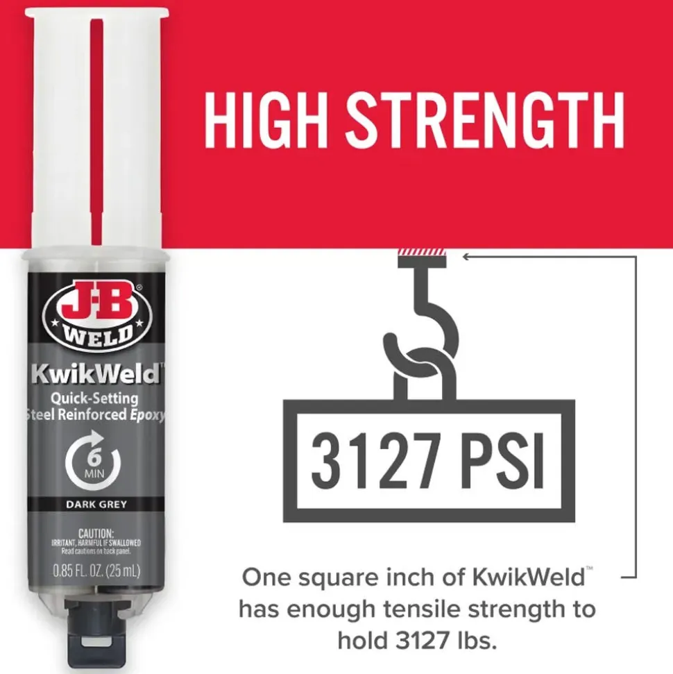J-B Weld KwikWeld Syringe Cold Weld Epoxy (Repair Metal, Fiberglass, Plastic) 50176