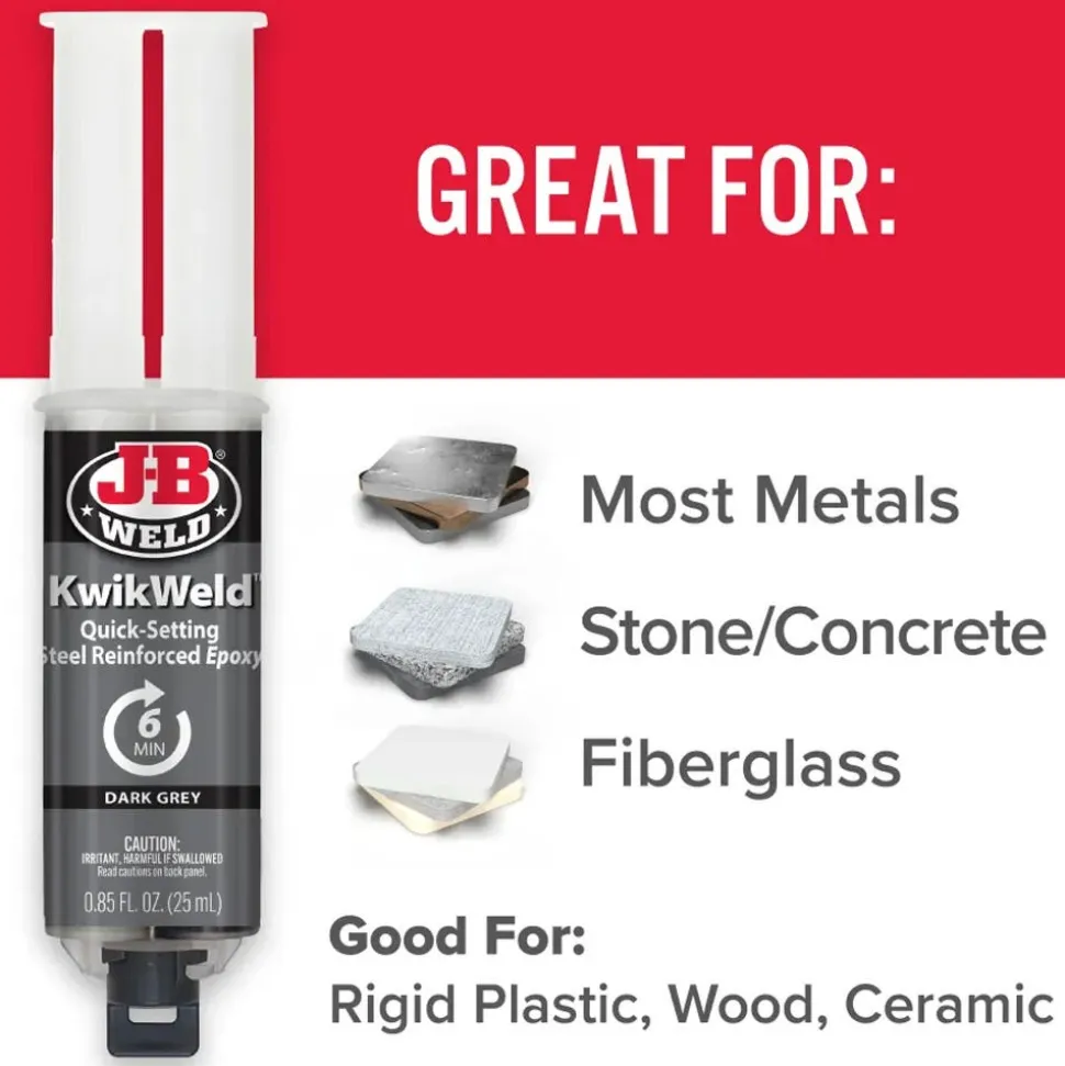 J-B Weld KwikWeld Syringe Cold Weld Epoxy (Repair Metal, Fiberglass, Plastic) 50176